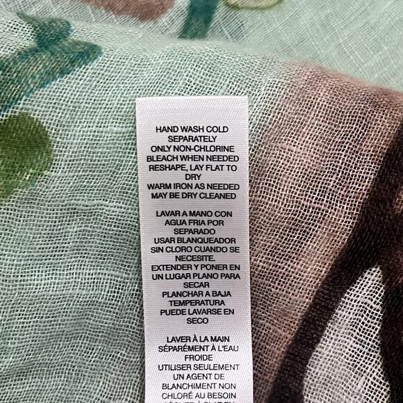 Chicos Top Womens Small Medium Green Brown Geometric Linen Blouse Poncho Boho - Picture 8 of 8